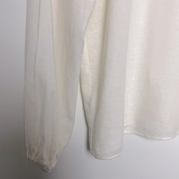 Faherty Naomi Romantic Soft Linen Blend Long Sleeve Poet Blouse Neutral Preppy - Picture 13 of 15